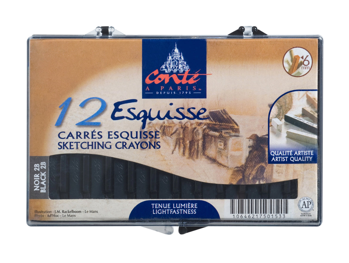 Conte A Paris Carre Crayon Sketch Black 2B 12 Set