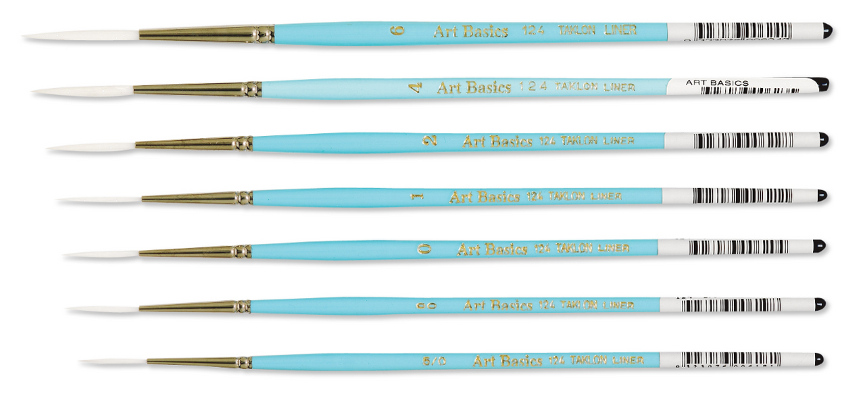 124L Art Basics Taklon Long Liner Brushes
