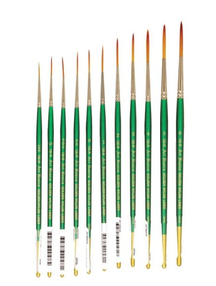 130R Art Basics Golden Nylon Liner Brushes