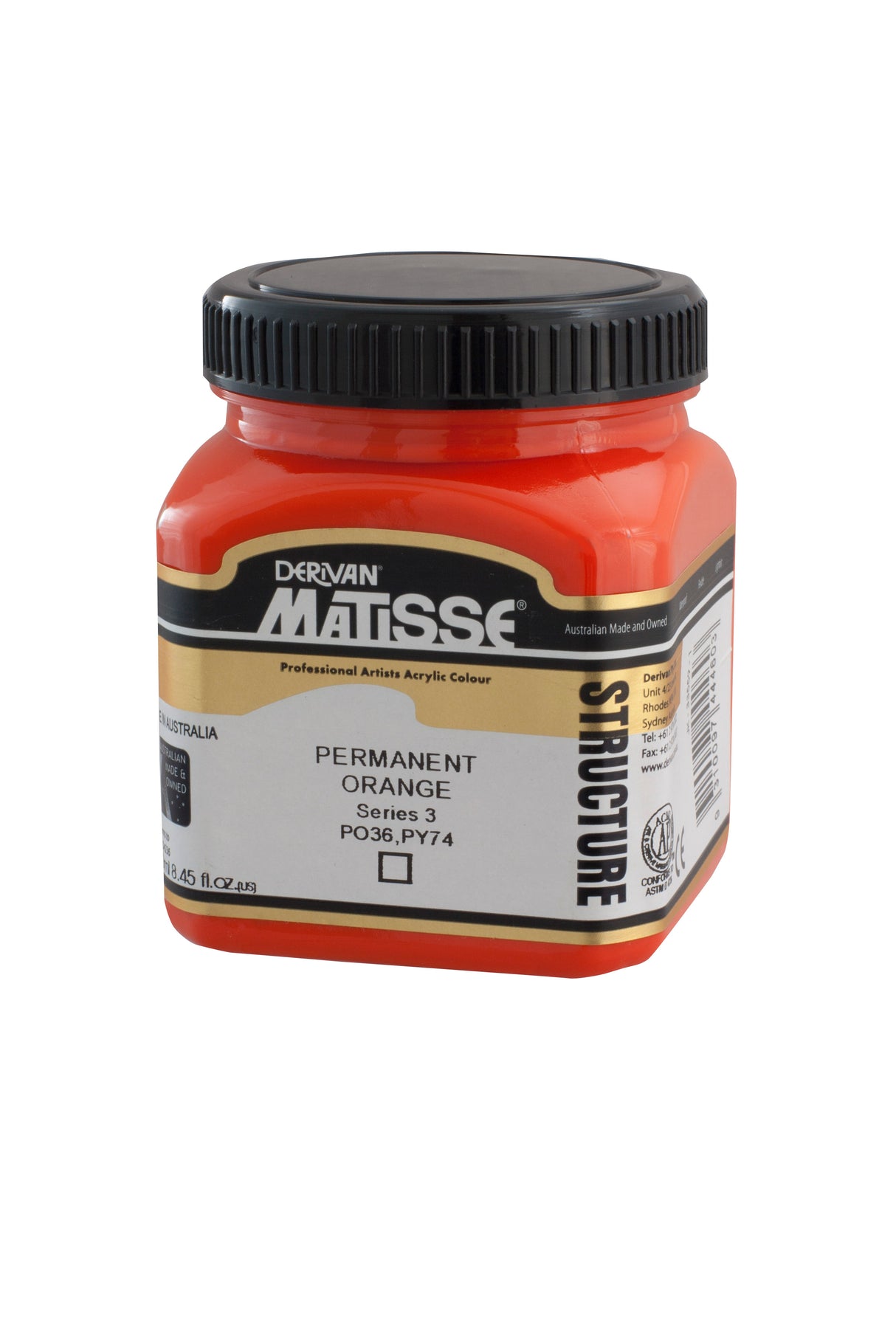 Matisse Structure Acrylic Paint 250ml Tube - Color - PERMANENT ORANGE SERIES 3