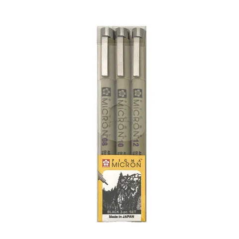 Sakura Pigma Micron Pen Black 3 Set (08,10,12)
