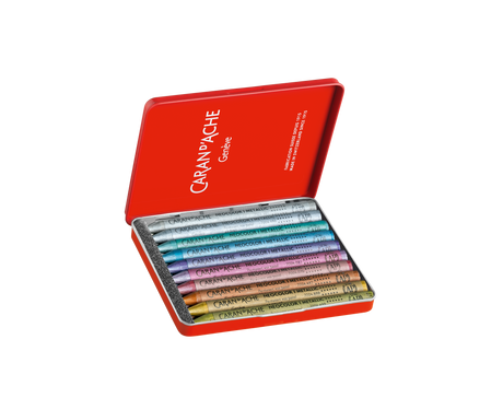 Caran d'Ache Neocolor I Water-Resistant Wax Pastels Tin 10 Metallic