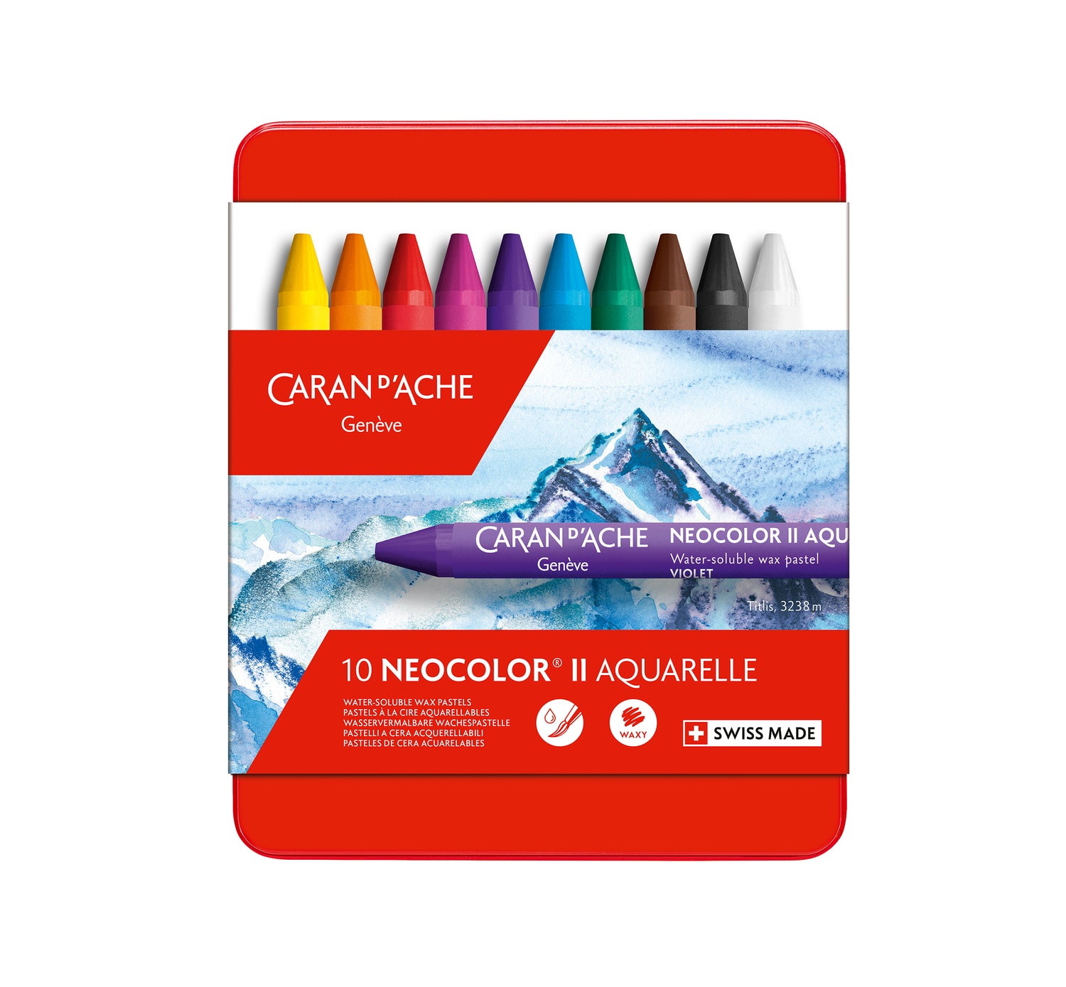 Caran d'Ache Neocolor II Water-Soluble Wax Pastel Tin 10