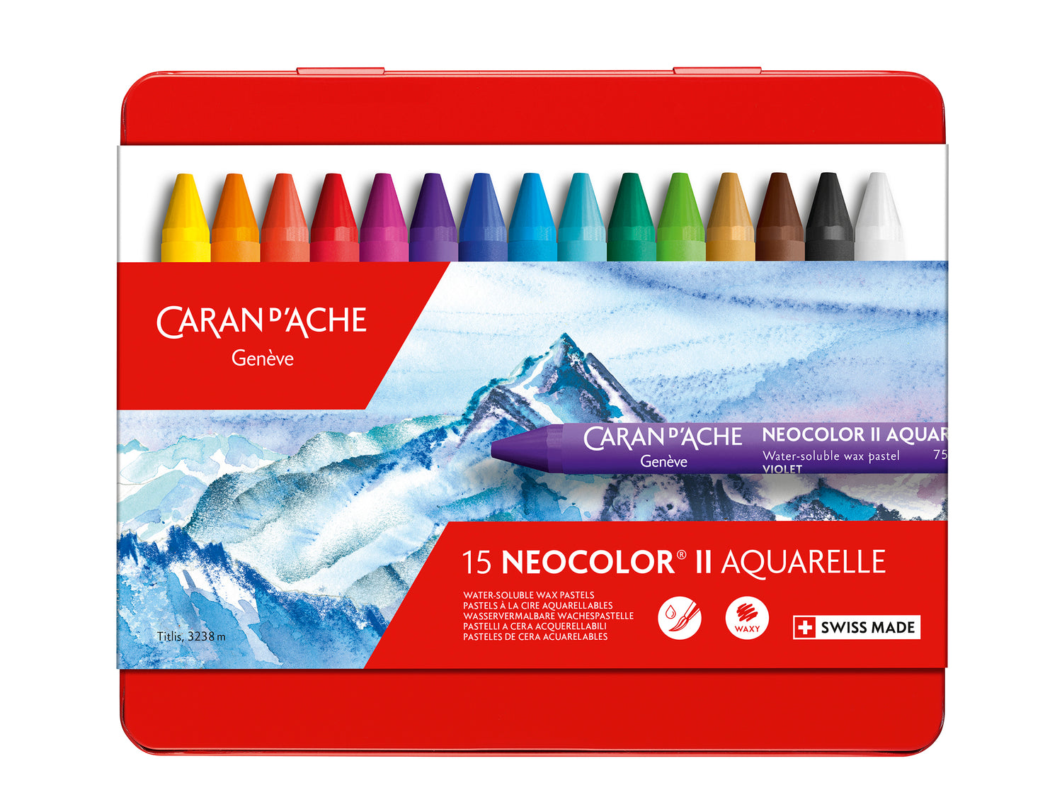 Caran d'Ache Neocolor II Water-Soluble Wax Pastel Tin 15