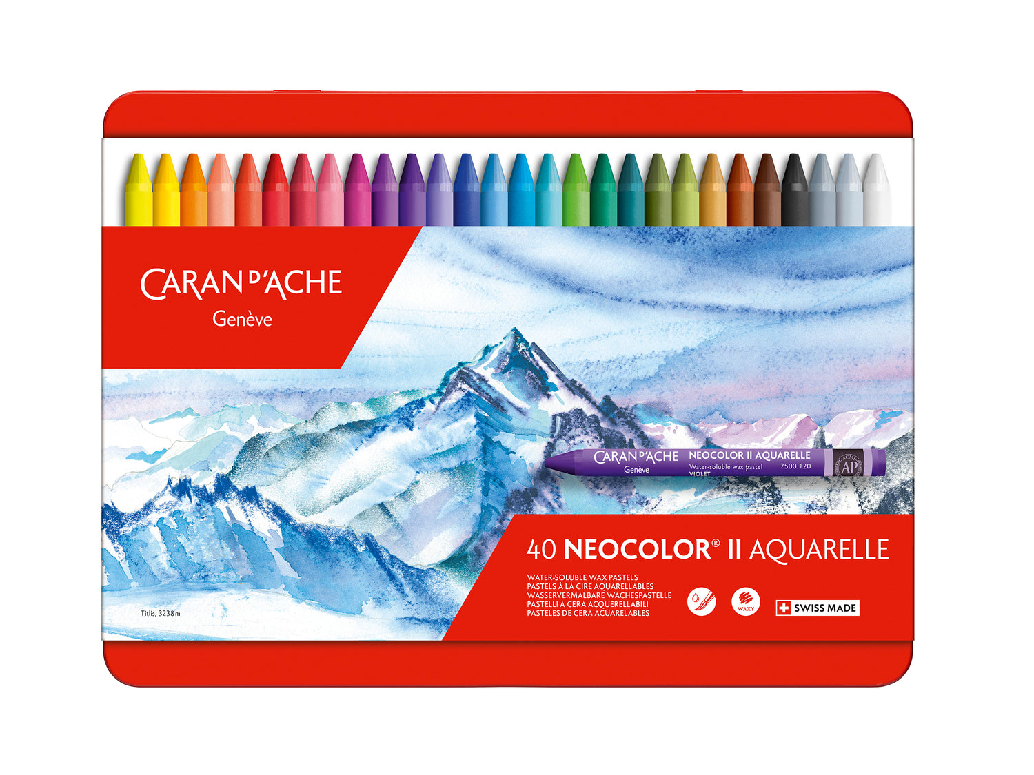 Caran d'Ache Neocolor II Water-Soluble Wax Pastel Tin 40