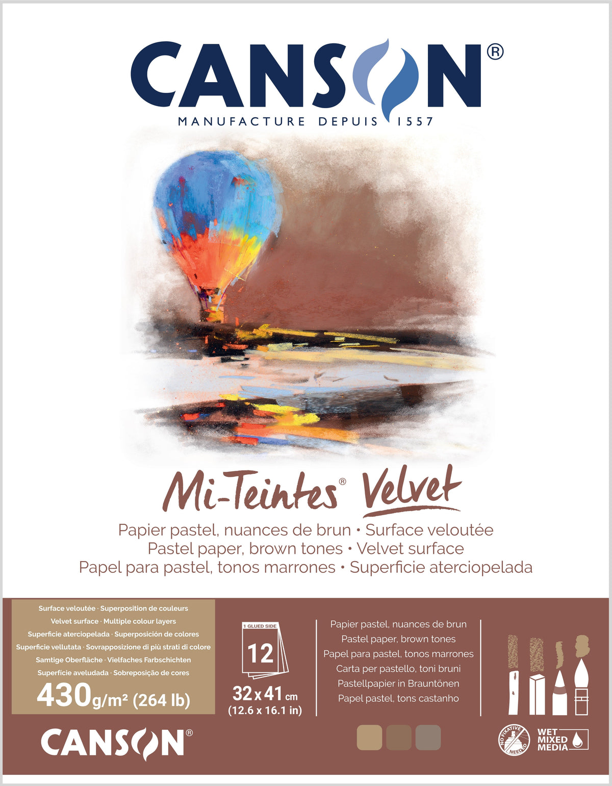 Canson Mi-Teintes Velvet 430gsm Pastel Paper Pads Brown Tones