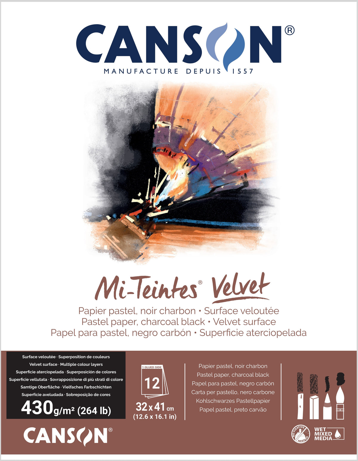 Canson Mi-Teintes Velvet 430gsm Pastel Paper Pads Charcoal Black