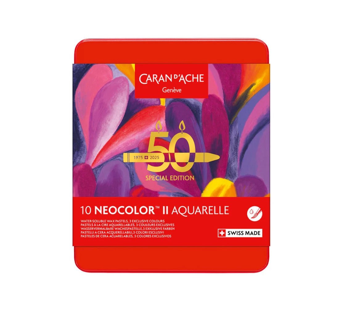 Caran d'Ache Neocolor II - wateroplosbare wax pastels - set 10 kleuren – Special Edition 50 Years Lush | Be Creative Shop Caran d'Ache Neocolor II - wateroplosbare wax pastels - set 10 kleuren – Special Edition 50 Years Lush | Be Creative Shop