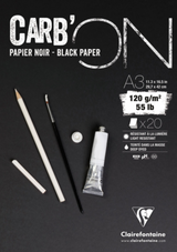 Clairefontaine CARB'ON GLUED PAD Black Paper 120gsm A5 A4 A3, 20 sheets