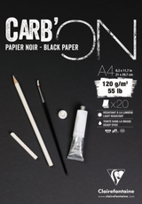 Clairefontaine CARB'ON GLUED PAD Black Paper 120gsm A5 A4 A3, 20 sheets