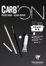 Clairefontaine CARB'ON GLUED PAD Black Paper 120gsm A5 A4 A3, 20 sheets