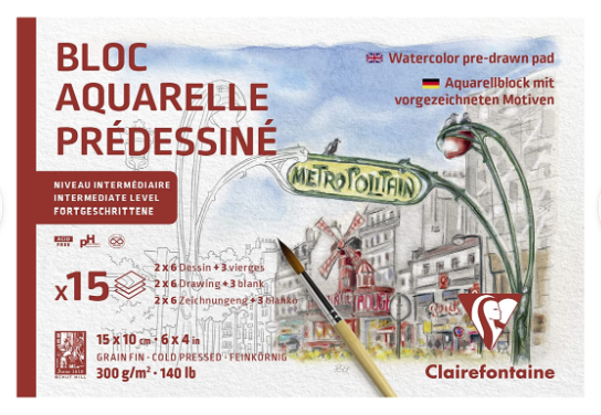 Clairefontaine Watercolor Pre-Drawn Pad 300gsm - Cityscapes