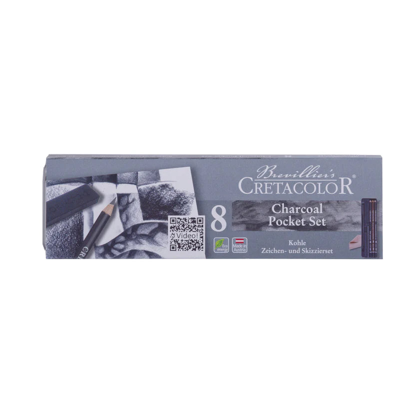 Cretacolor Charcoal Pencil Pocket Tin Set 8pc