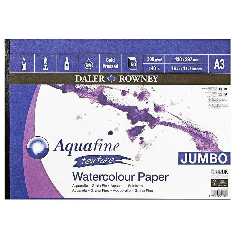 Daler-Rowney Aquafine 300gsm Texture Watercolour JUMBO Pad