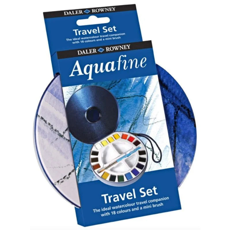 Daler Rowney Aquafine Travel Tin 18 Half Pans + Brush