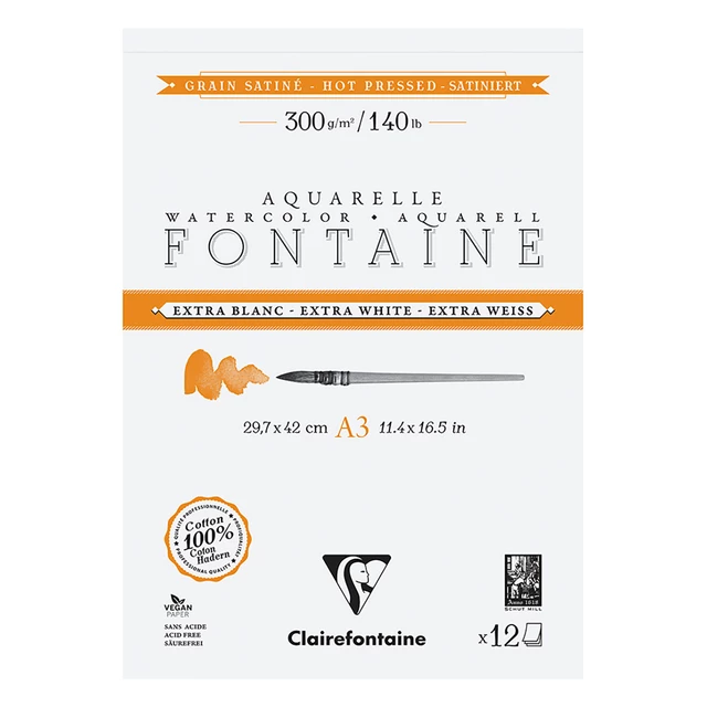 Clairefontaine Extra White Watercolour Pad 300gsm Hot Press