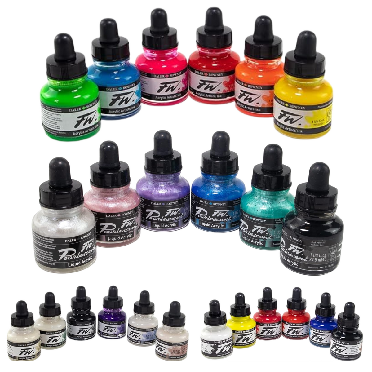 Daler Rowney FW Acrylic Ink Sets | Professional Pigment-Based Inks – 6 ...