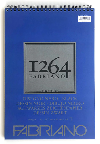 Fabriano 1264 Spiral Black Pad 200gsm A3