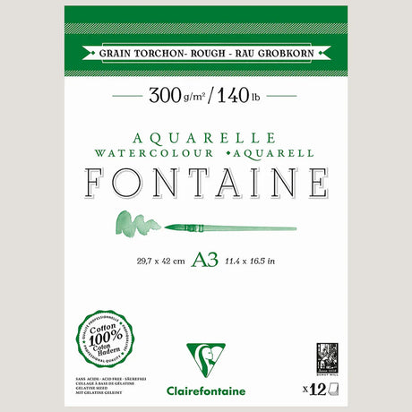 Clairefontaine Natural White Watercolour Pad 300gsm Torchon (Extra Rough)