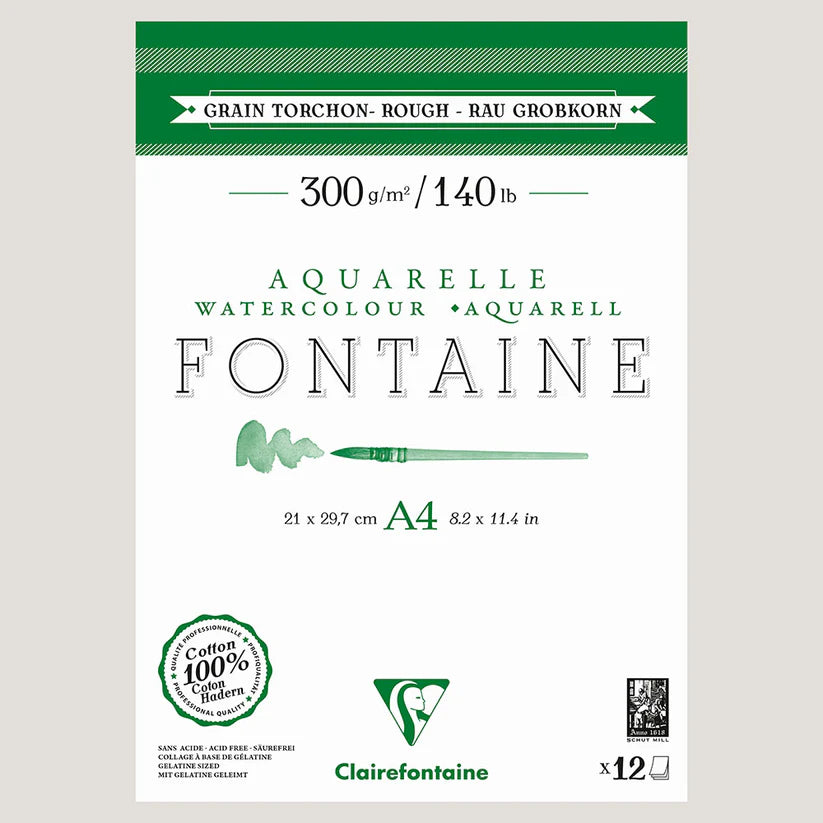 Clairefontaine Natural White Watercolour Pad 300gsm Torchon (Extra Rough)