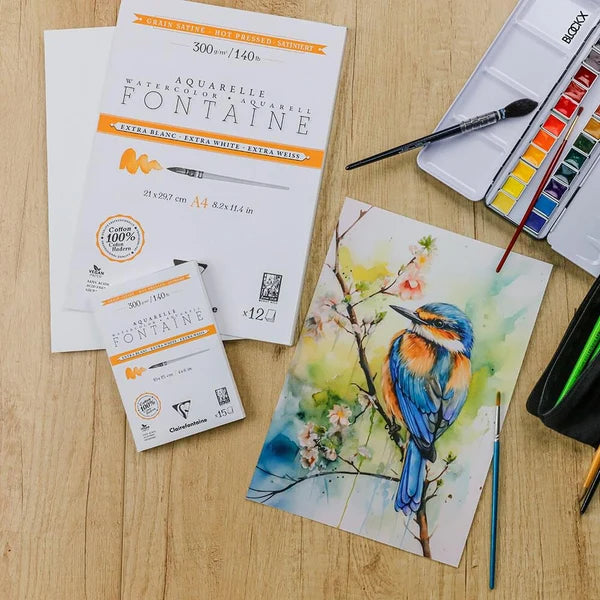 Clairefontaine Extra White Watercolour Pad 300gsm Hot Press