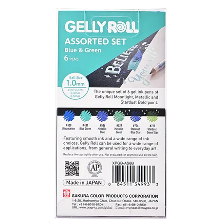 Sakura Gelly Roll Blue & Green Assorted 6pc Set