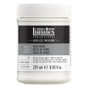 Liquitex Professional acrylic medium jar with glass beads effect on a white background