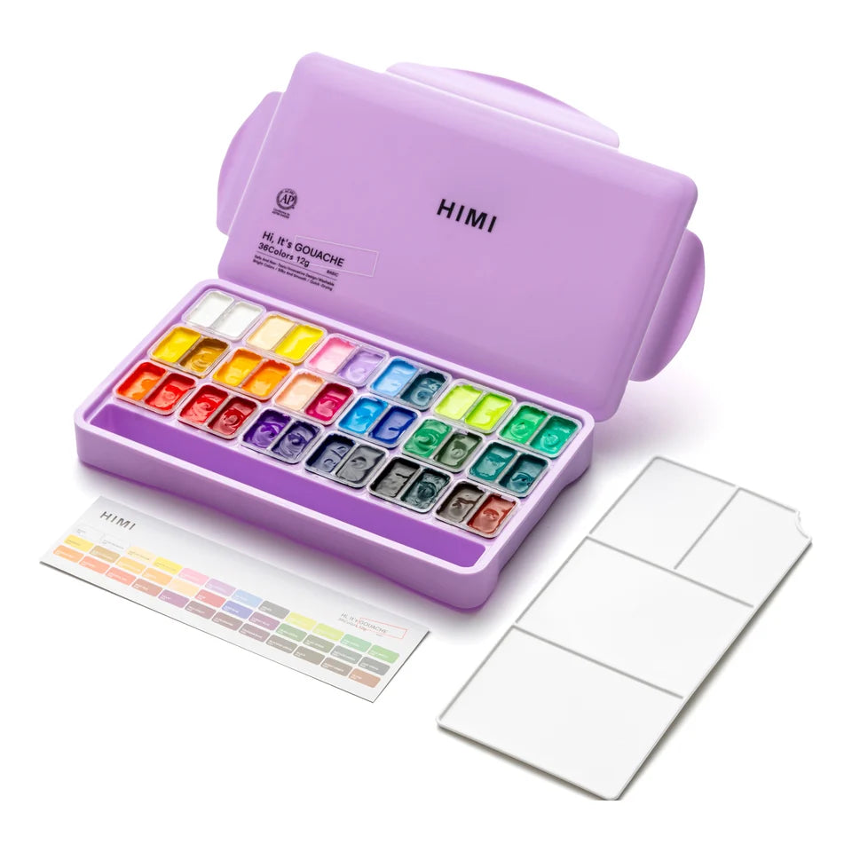 HIMI Twin Jelly Cup Gouache 12g x 36 Purple Case Set