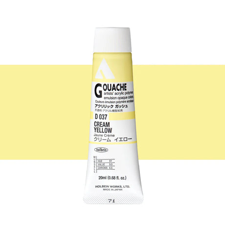 Holbein Acrylic Gouache 20ml Tubes - Colour - Cream Yellow (D037) - A