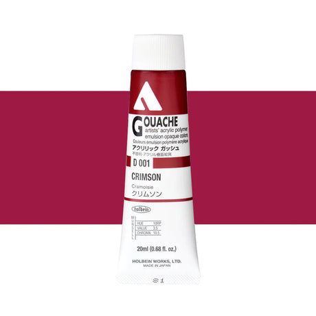 Holbein Acrylic Gouache 20ml Tubes - Colour - Crimson (D001) - A