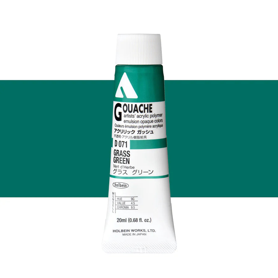 Holbein Acrylic Gouache 20ml Tubes - Colour - Grass Green (D071) - A