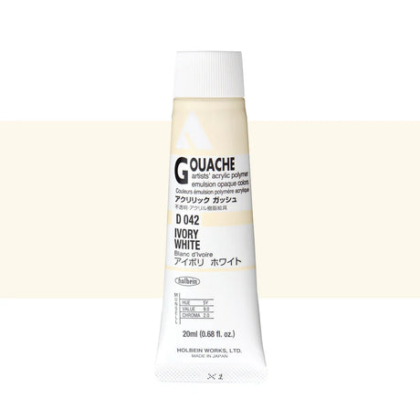 Holbein Acrylic Gouache 20ml Tubes - Colour - Ivory White (D042) - A