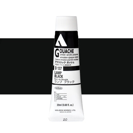 Holbein Acrylic Gouache 20ml Tubes - Colour - Lamp Black (D137) - A