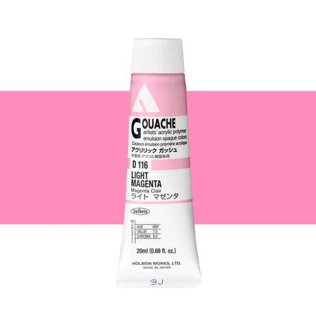 Holbein Acrylic Gouache 20ml Tubes - Colour - Light Magenta (D116) - A