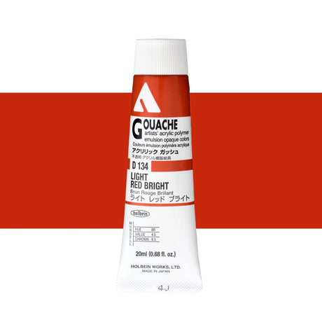 Holbein Acrylic Gouache 20ml Tubes - Colour - Light Red Bright (D134) - A
