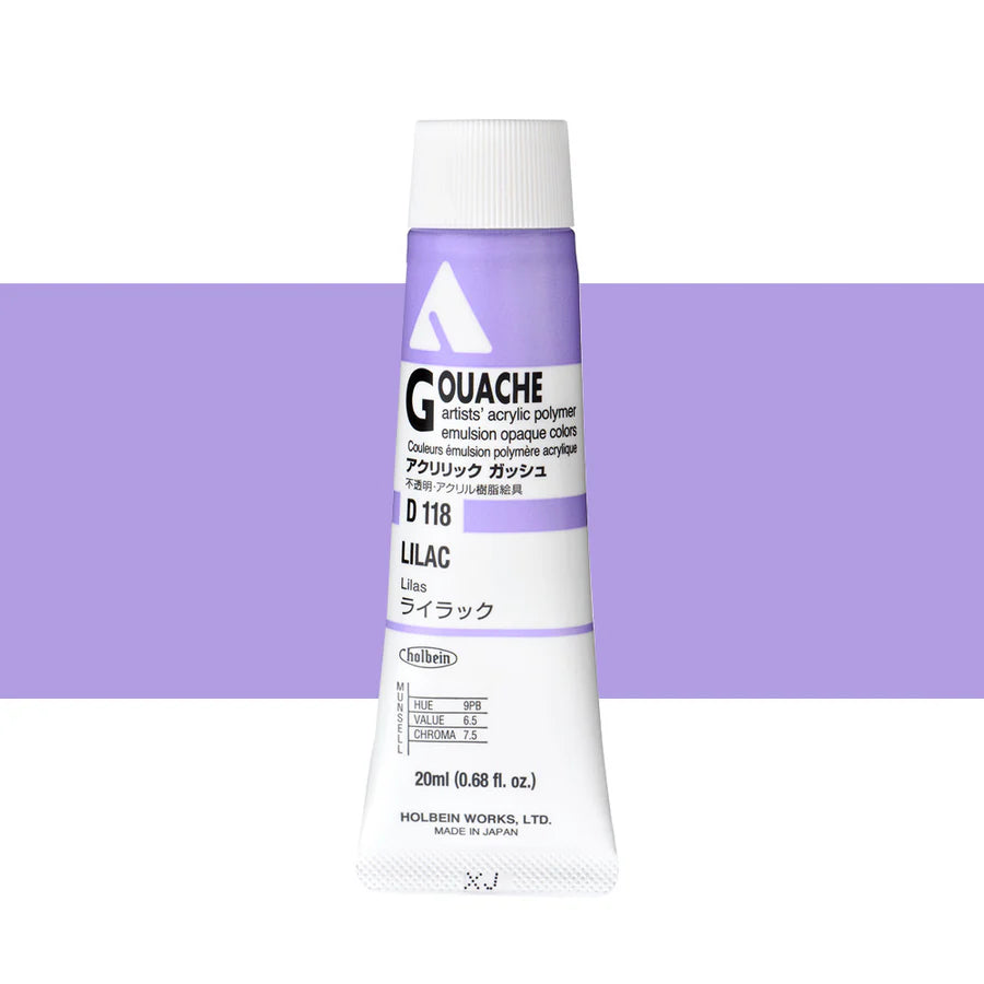 Holbein Acrylic Gouache 20ml Tubes - Colour - Lilac (D118) - A