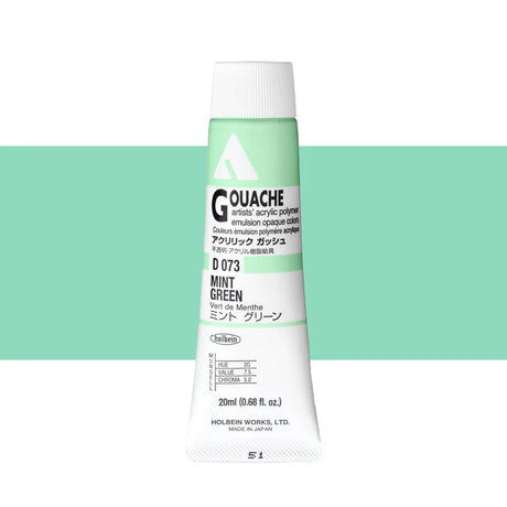 Holbein Acrylic Gouache 20ml Tubes - Colour - Mint Green (D073) - A