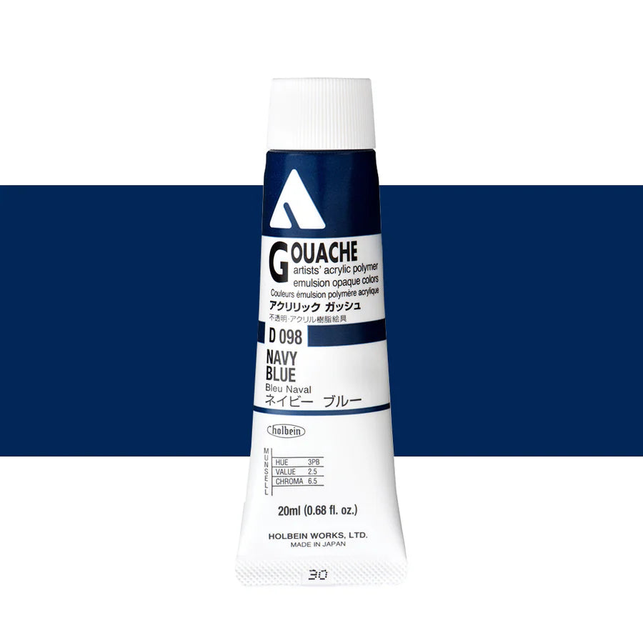 Holbein Acrylic Gouache 20ml Tubes - Colour - Navy Blue (D098) - A