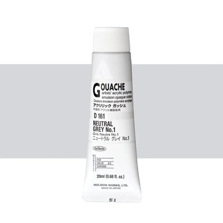 Holbein Acrylic Gouache 20ml Tubes - Colour - Neutral Grey 1 (D161) - A