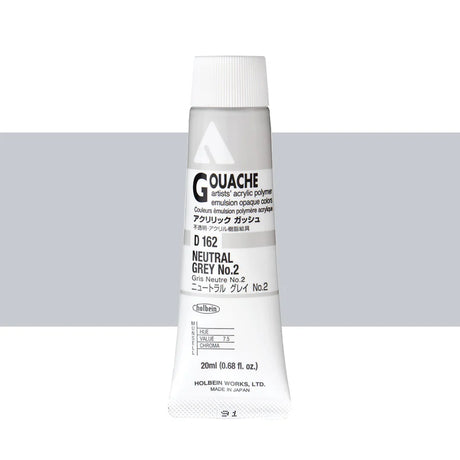 Holbein Acrylic Gouache 20ml Tubes - Colour - Neutral Grey 2 (D162) - A