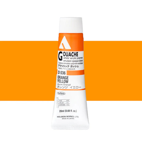 Holbein Acrylic Gouache 20ml Tubes - Colour - Orange Yellow (D036) - A