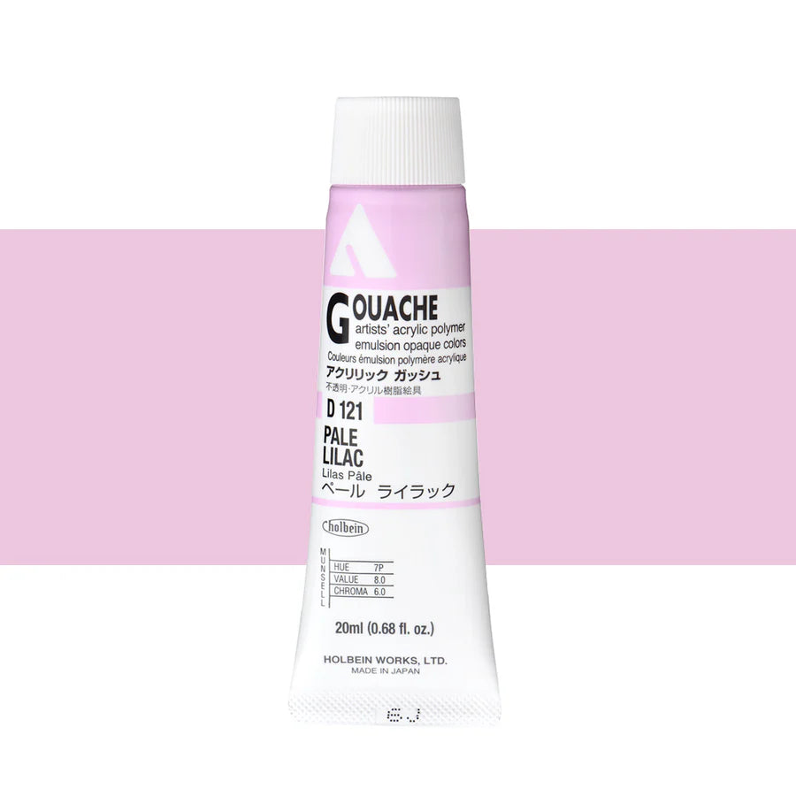 Holbein Acrylic Gouache 20ml Tubes - Colour - Pale Lilac (D121) - A