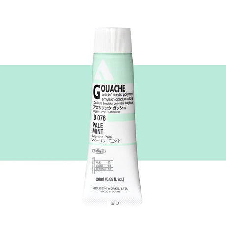Holbein Acrylic Gouache 20ml Tubes - Colour - Pale Mint (D076) - A