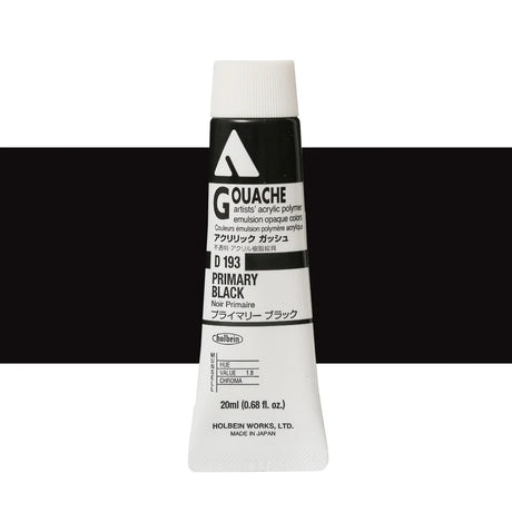 Holbein Acrylic Gouache 20ml Tubes - Colour - Primary Black (D193) - A