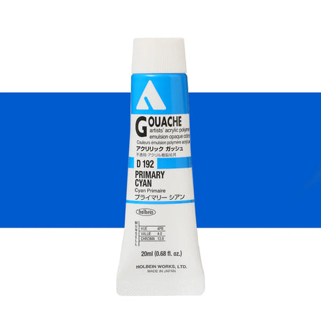 Holbein Acrylic Gouache 20ml Tubes - Colour - Primary Cyan (D192) - A