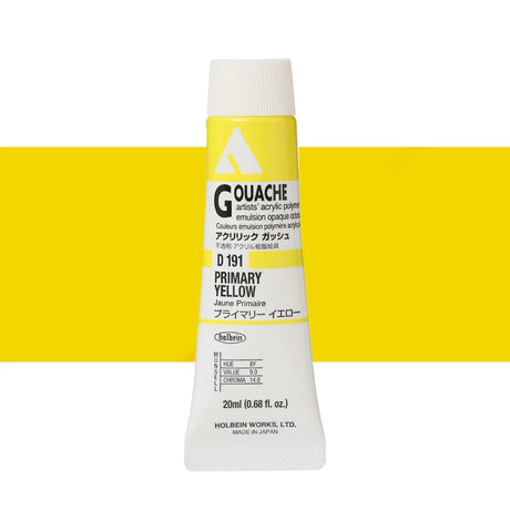 Holbein Acrylic Gouache 20ml Tubes - Colour - Primary Yellow (D191) - A