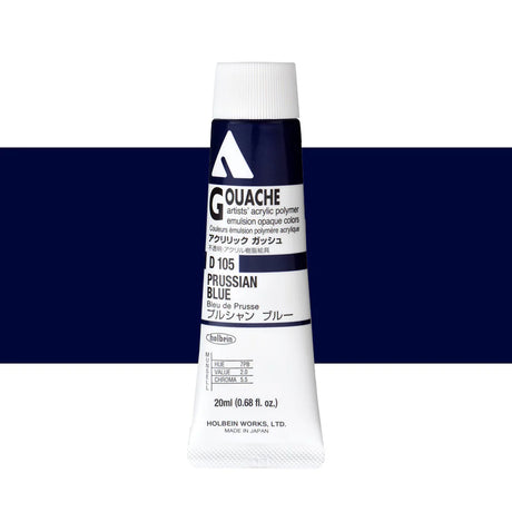 Holbein Acrylic Gouache 20ml Tubes - Colour - Prussian Blue (D105) - A
