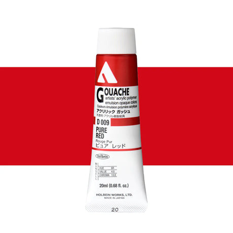 Holbein Acrylic Gouache 20ml Tubes - Colour - Pure Red (D009) - A