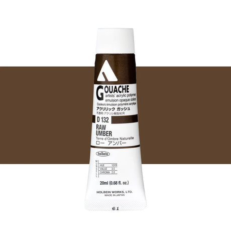 Holbein Acrylic Gouache 20ml Tubes - Colour - Raw Umber (D132) - A