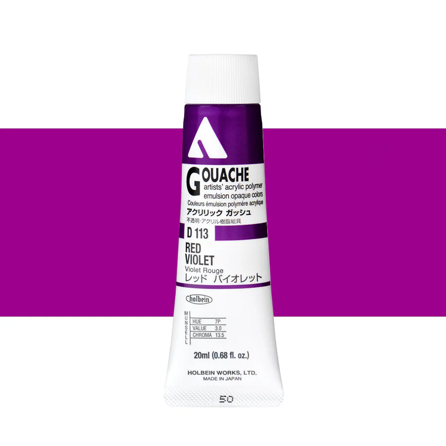 Holbein Acrylic Gouache 20ml Tubes - Colour - Red Violet (D113) - A